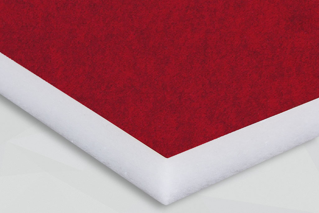 Section of a PES fleece absorber with colored fleece surface, red color
