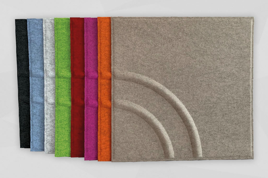 Overview of all 8 colors of the soni COLOR Design grid ceiling inserts
