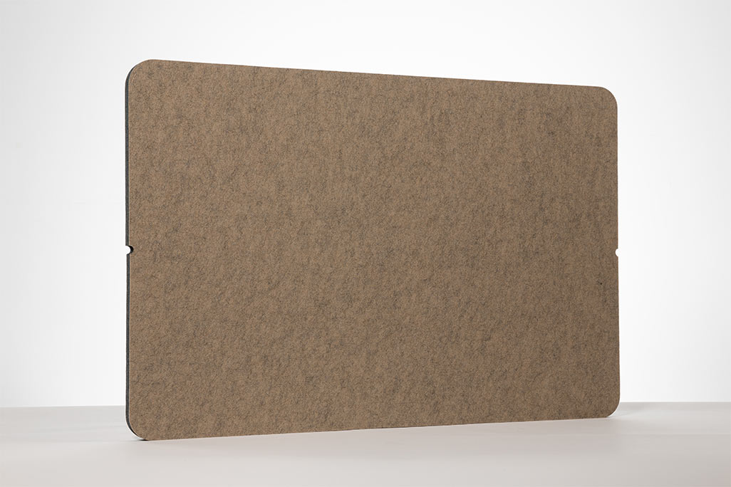 Table divider from soniflex photographed against a light gray background, beige color