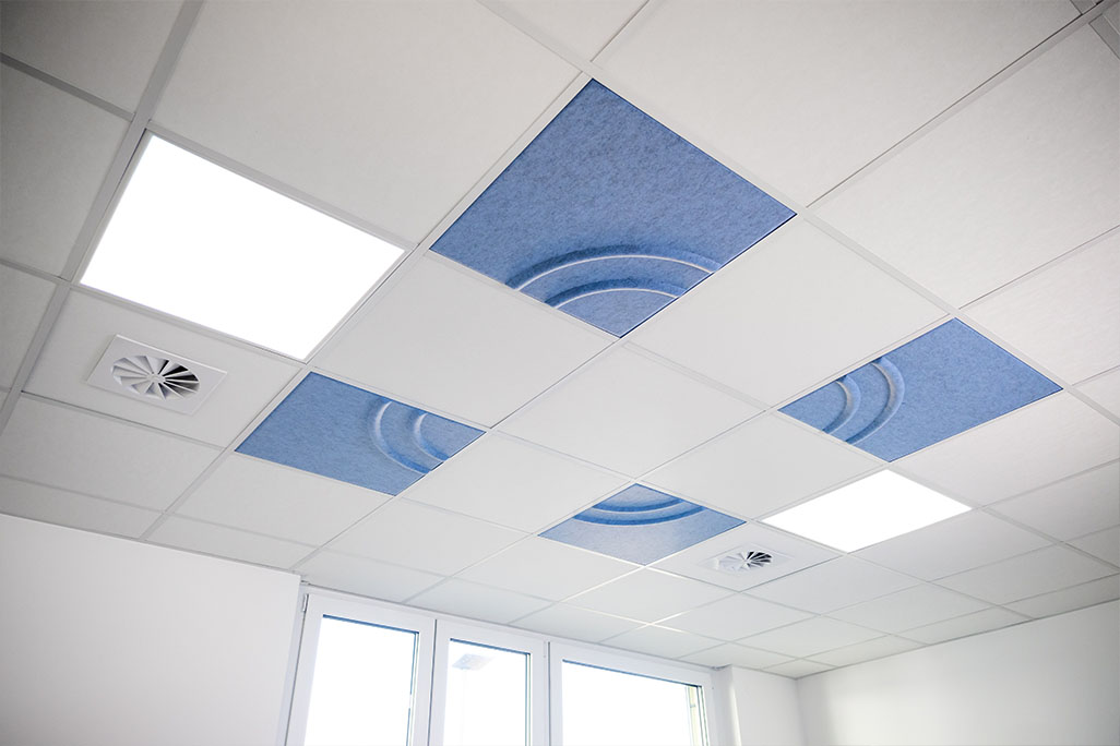 Anwendung Büro Decke mit Rasterdeckeneinleger in Blau