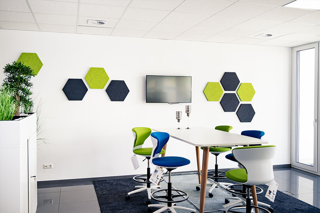 Anwendung Büro Büro Wand mit Hexagonen