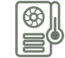 Icon heating ventilation air conditioning with a thermometer