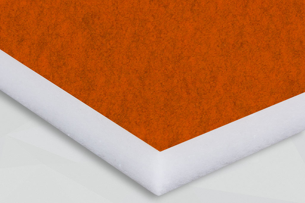 Section of a PES fleece absorber with colored fleece surface, orange color